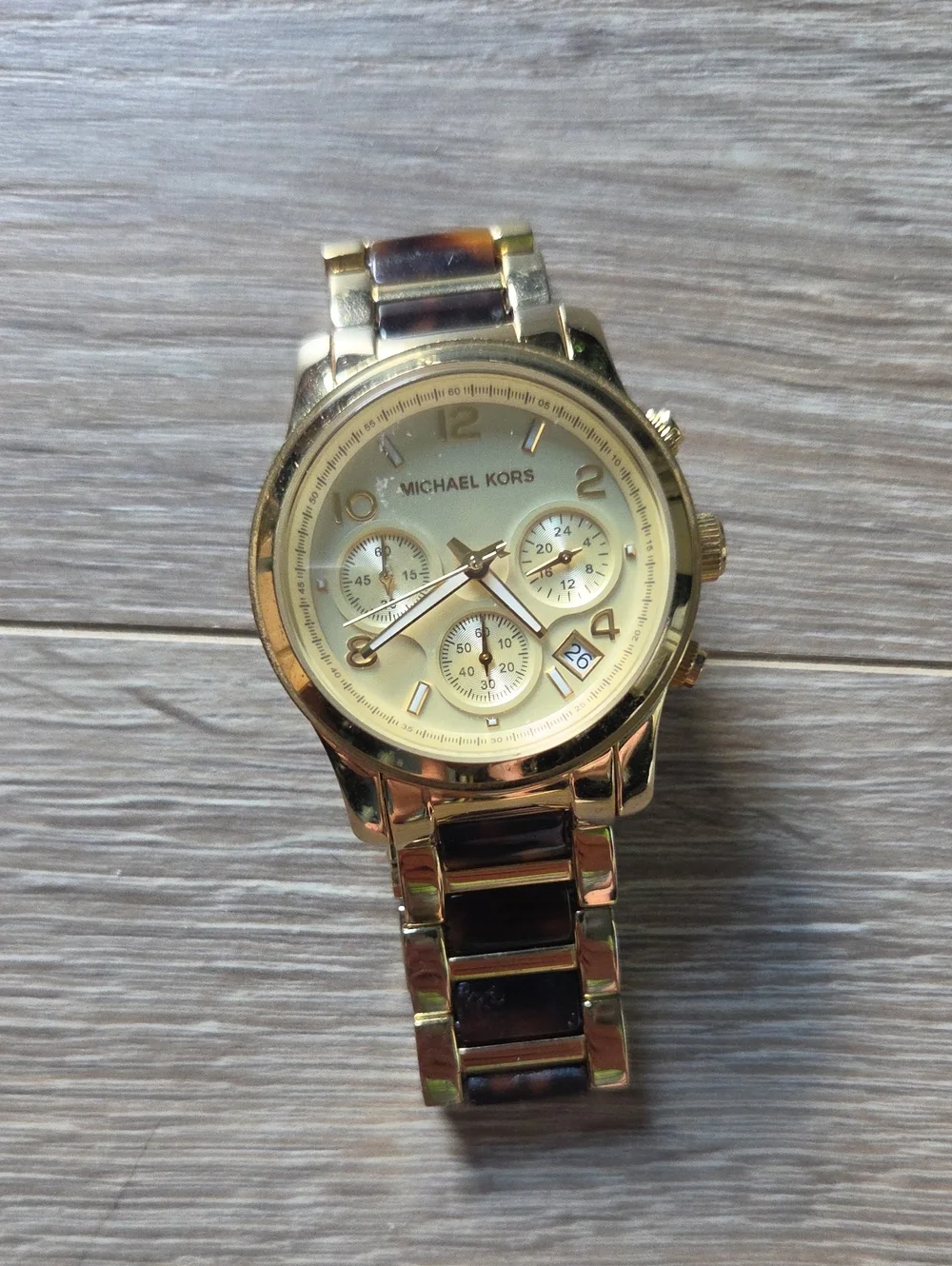 Michael Kors Gold and Tortoiseshell Bracelet Watch